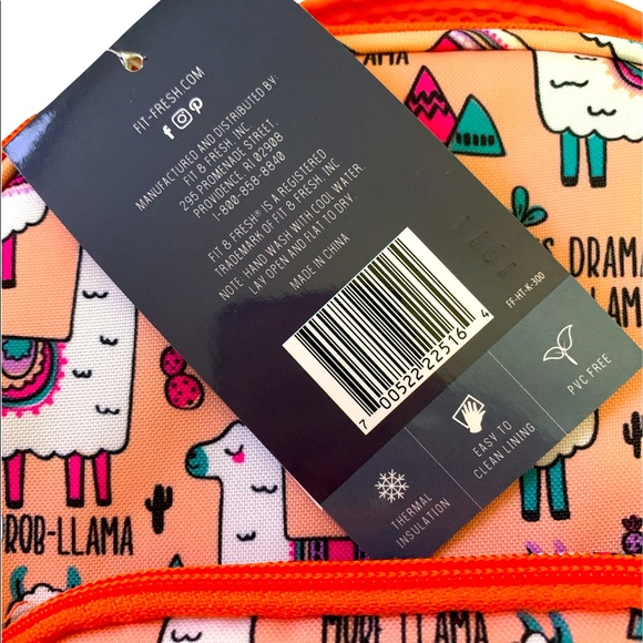 Super Cute Fit + Fresh Less Drama More Llama Insulated Lunch Bag W/ Bottle. - Picture 9 of 9